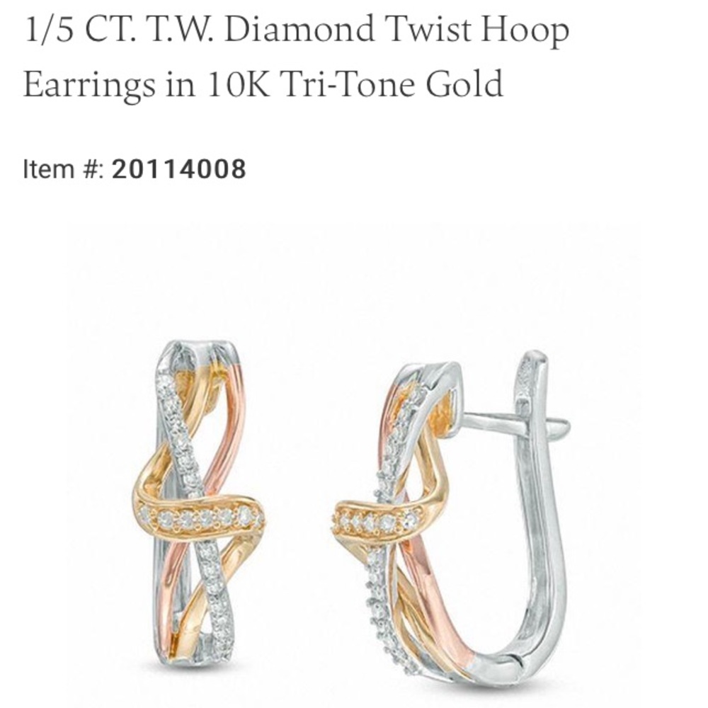 1/5 CT Diamond Earrings in 10K Tri-tone Gold